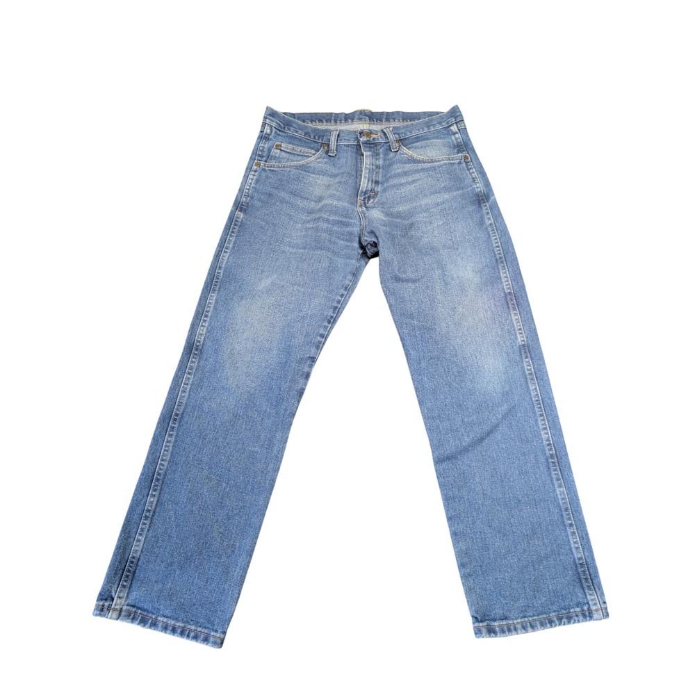Wrangler Mens Regular Fit Straight Leg Cotton Blue Denim Jeans Size 32x30